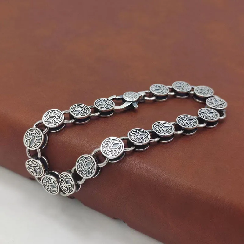 HX Silver Color Wind Boat Anchor Stereo Bracelet Unisex Personalized Fashion Hip Hop Circle Ring Buckle Chain Jewelry