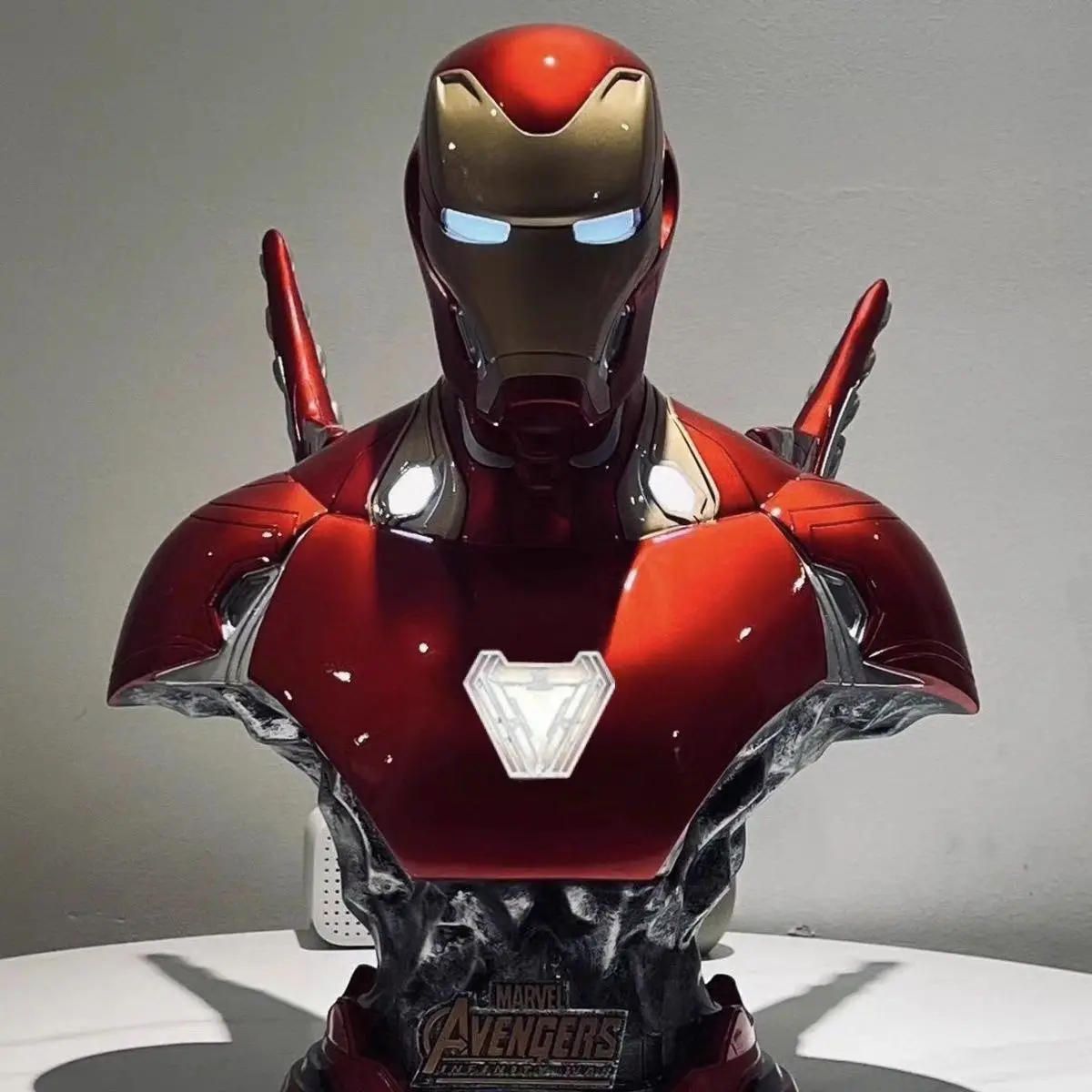 40cm The Avengers Movie Figure MK50 Iron Man Peripheral Resin Model Glow Statue Desktop Decoration Ornaments Birthday Gifts Toys