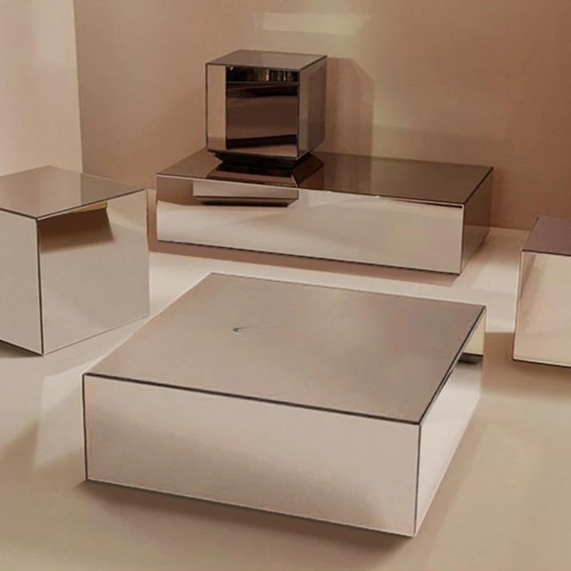 الحد الأدنى مرآة زجاجية مربعة الشكل مدون بجانب السرير مع نفس التصوير الفوتوغرافي على الإنترنت #2