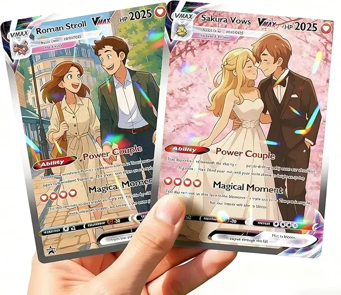 Tarjeta de Aniversario Personalizada con Anime, Foto Personalizada, Postal de Boda, Regalo de Aniversario de Cumpleaños para Parejas, Regalo de San Valentín para Enamorados