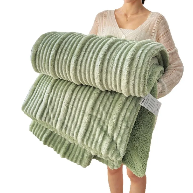 Double-Layered Nordic Lambswool Throw | Super Soft & Thick Blanket for Couch, Office, Home Decor