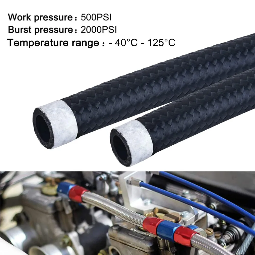 6.1 متر AN12 النايلون والفولاذ المقاوم للصدأ مضفر خرطوم الوقود النفط الغاز خط الهواء لمضخة السوائل الهيدروليكية مبرد الغاز الشظية