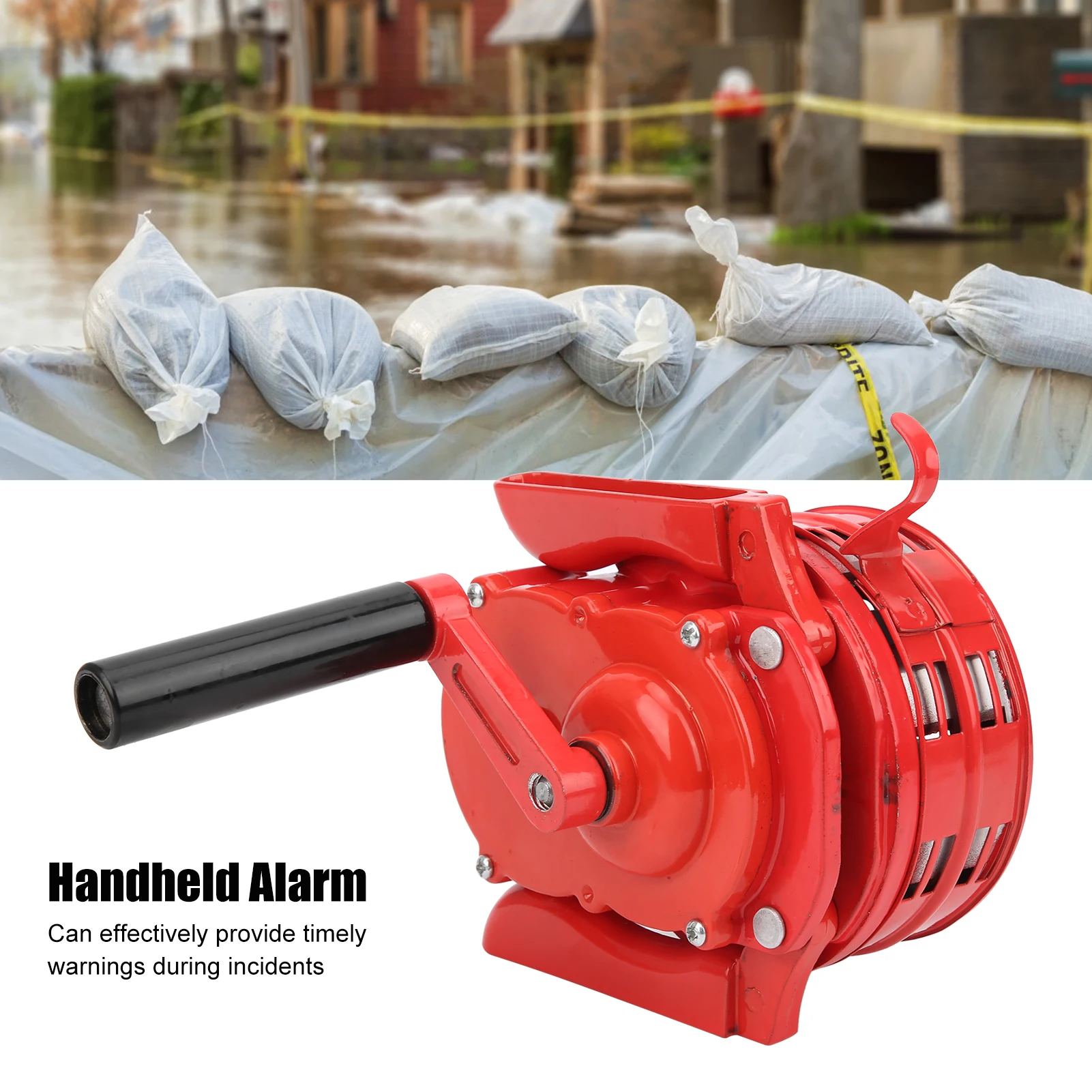 Hand Crank Siren Red Portable Manual Operated Alarm for Schools Troops Alarming 120DB Portable Siren Manual Alarm Handheld Alarm