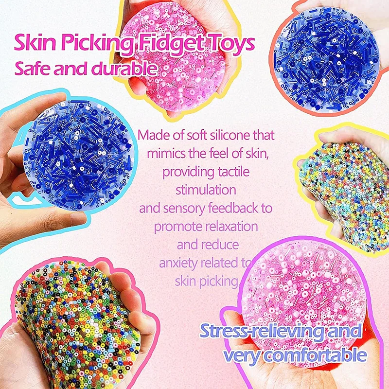 Geometric Fruit Animal Shape Skin Picking Fidget Toys Skin Picking Pocket Pads for Decompression Trichotillomania OCD Color D