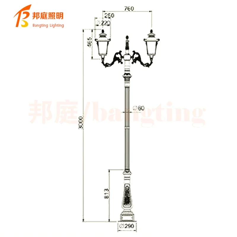 Outdoor European Style Waterproof LED Garden Light Antique Street Light post top lamp