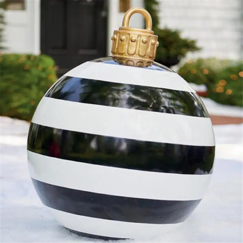 60cm Outdoor Christmas Inflatable Decorated Ball PVC Giant Big Large Balls Party Xmas Tree Decorations Toy Ball Without Light