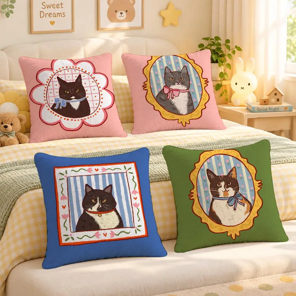 Meme Mirror Cat Funny Viral Aesthetic Cushion Cover Personalized Decorative Living Room Home Sofa Bedroom Office Car Decor
