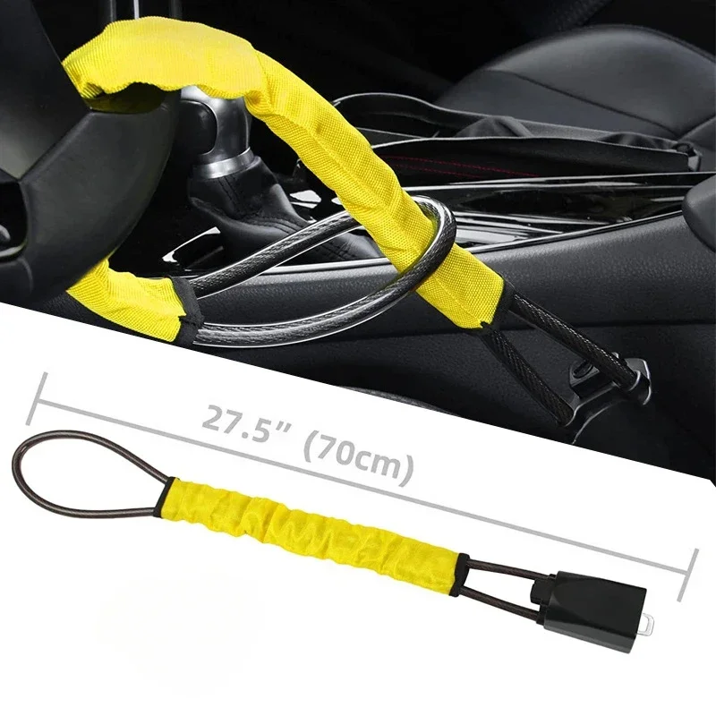 

Car Steering Wheel Steel Lock Seat Belt Anti-theft Lock with 2 Keys Anti-theft Device Easy Installation Fits Most Cars SUV