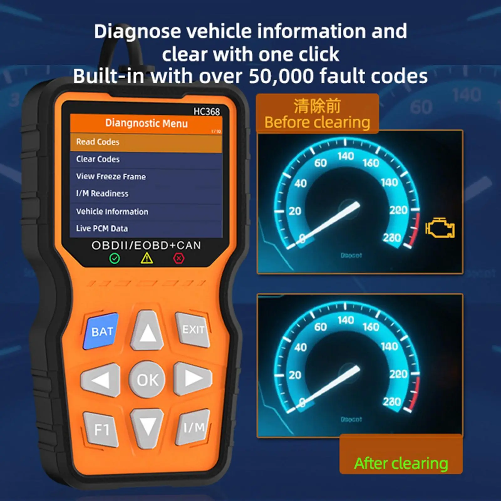 OBD2 Auto Diagnostic Tool, Professional, Multilingual, Support Automobile Parts Portable Engine Fault Scanner Car Code Reader