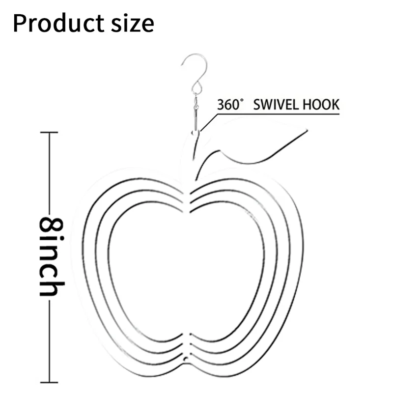 PB-6個 8インチ昇華型ウィンドスピナーブランク、庭や庭用の屋外ウィンドスピナー吊り下げ、クリスマス用