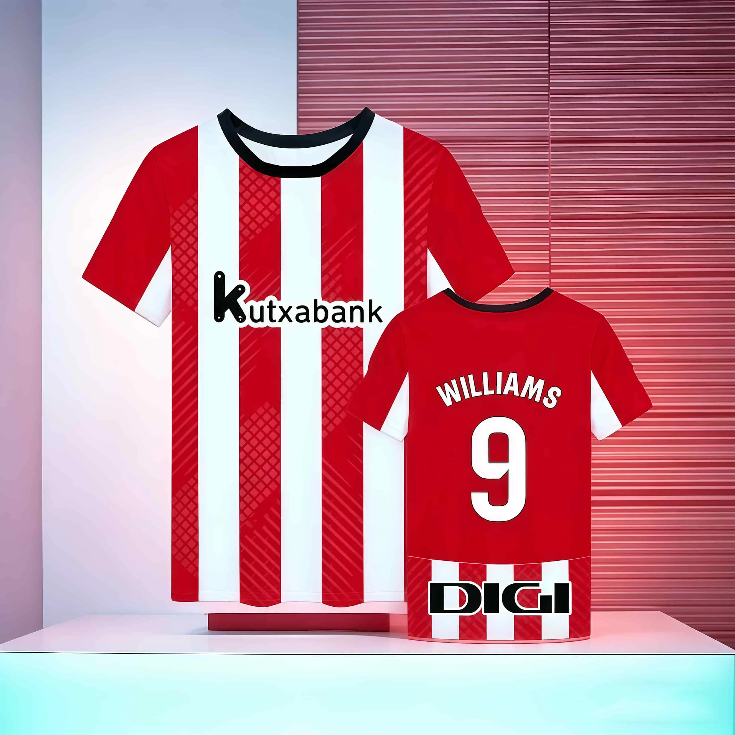 Camiseta de Fútbol Transpirable con Estampado 3D del Equipo Atlético BILBAO Estilo Español, Gran Venta