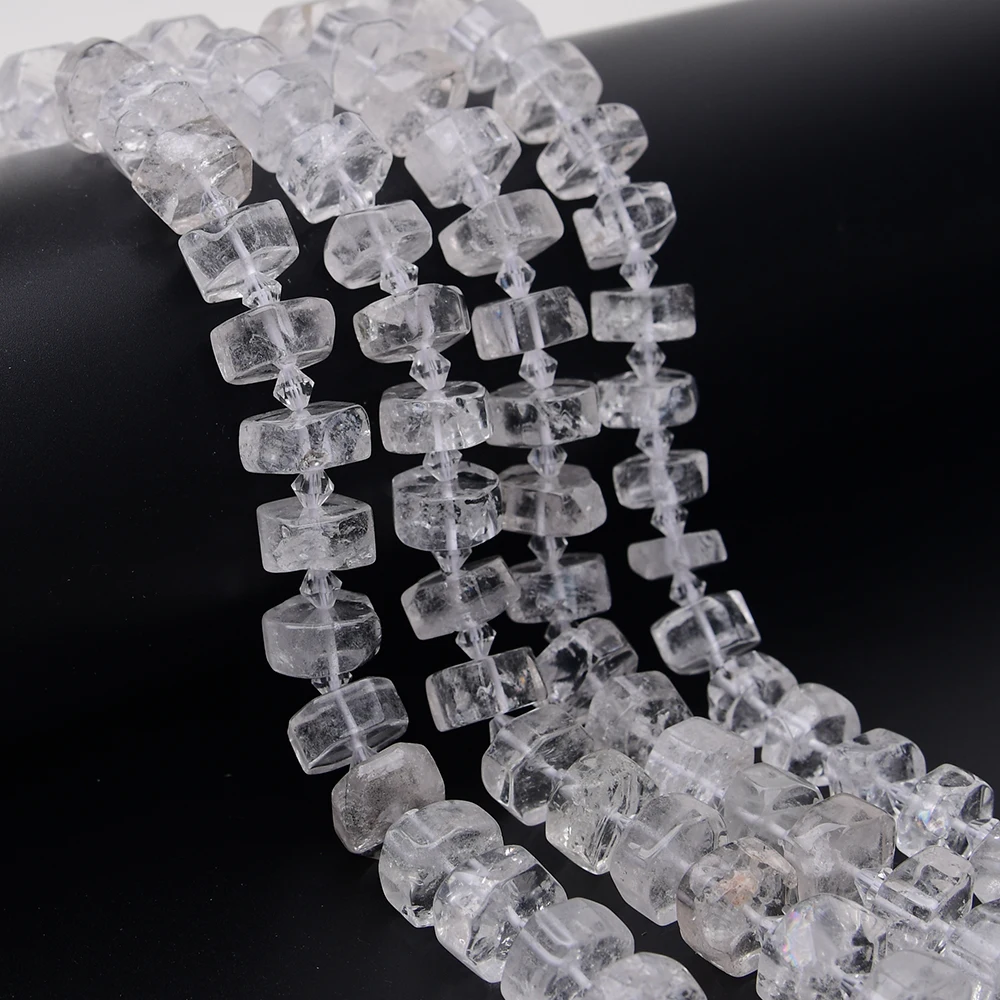 APDGG Natural Clear Rock Quartz Square Slice Nugget Loose Beads 15