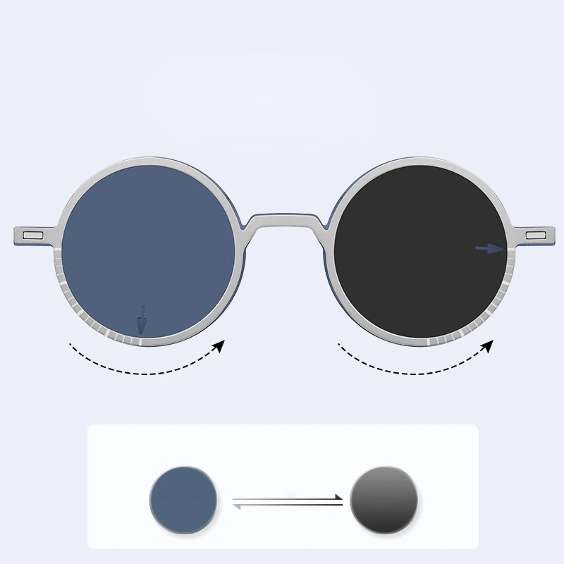 KANDREA Round Rotating Adjustable Color-Changing Sunglasses Clip on Metal  Polarized UV400 Anti-ultraviolet Glasses Frame 5204
