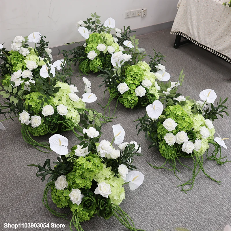 Grüne Hortensie, luxuriöser künstlicher Blumenball, Hochzeitsdekoration, Tischdekoration, Blumenarrangement für den Gang, Heimdekoration – Detail 5