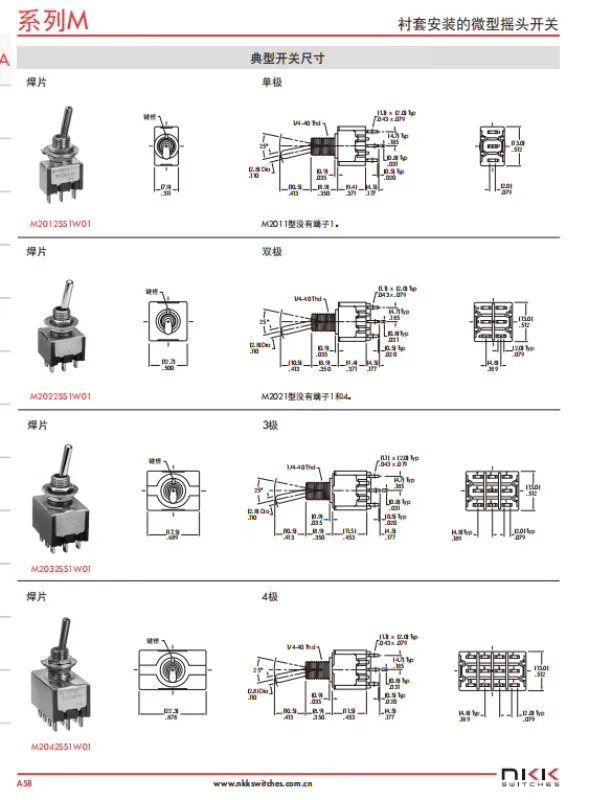 M-2018L/B daily NKK button switch, self resetting and self-locking, optional rod length 17.5mm Ø 12mm 6A