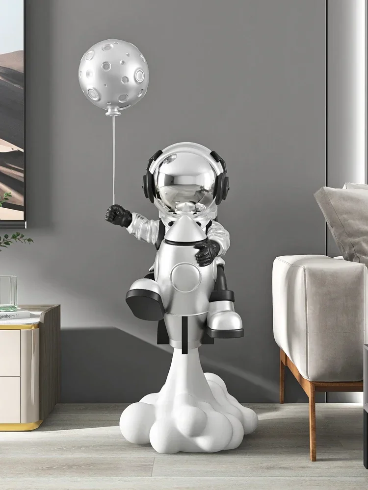 Home Decor Astronauts Ride Rockets Statue Figures Living Room TV Cabinet Side Floor Ornament Nordic Interior Figurine Decoration