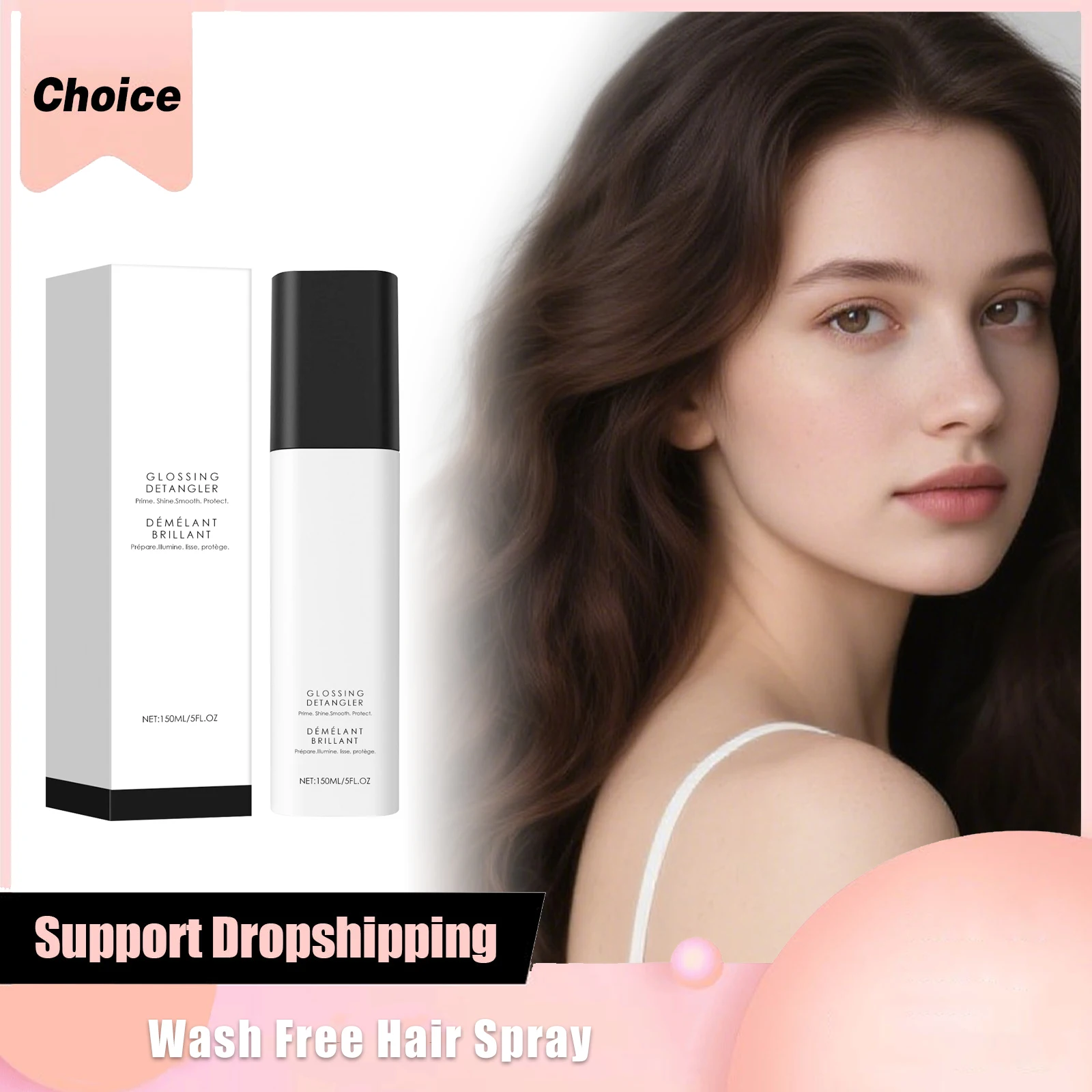 

Fluffy Volumizing Hair Spray Adds Volume Non Greasy Heat Protection Repairs Damage Natural Wave Nourishing No Wash Hair Spray