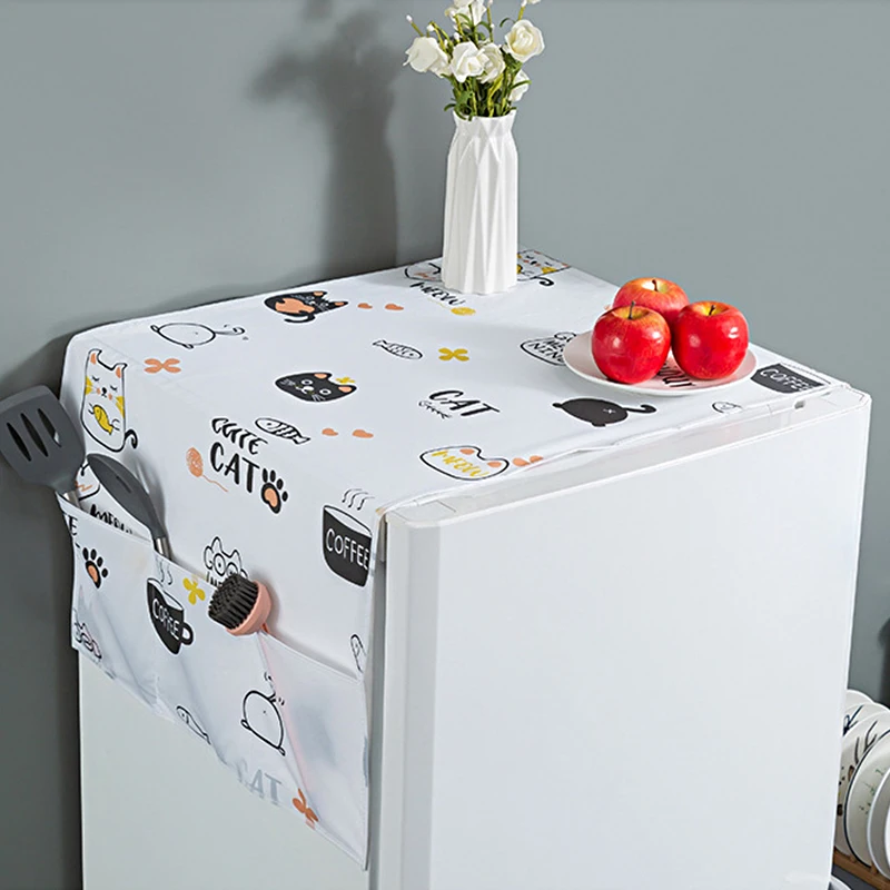 

С карманным пылезащитным чехлом для холодильника с милым мультяшным узором, дизайнерский чехол для кухни, украшения дома, многоразовый пылезащитный чехол для микроволновой печи