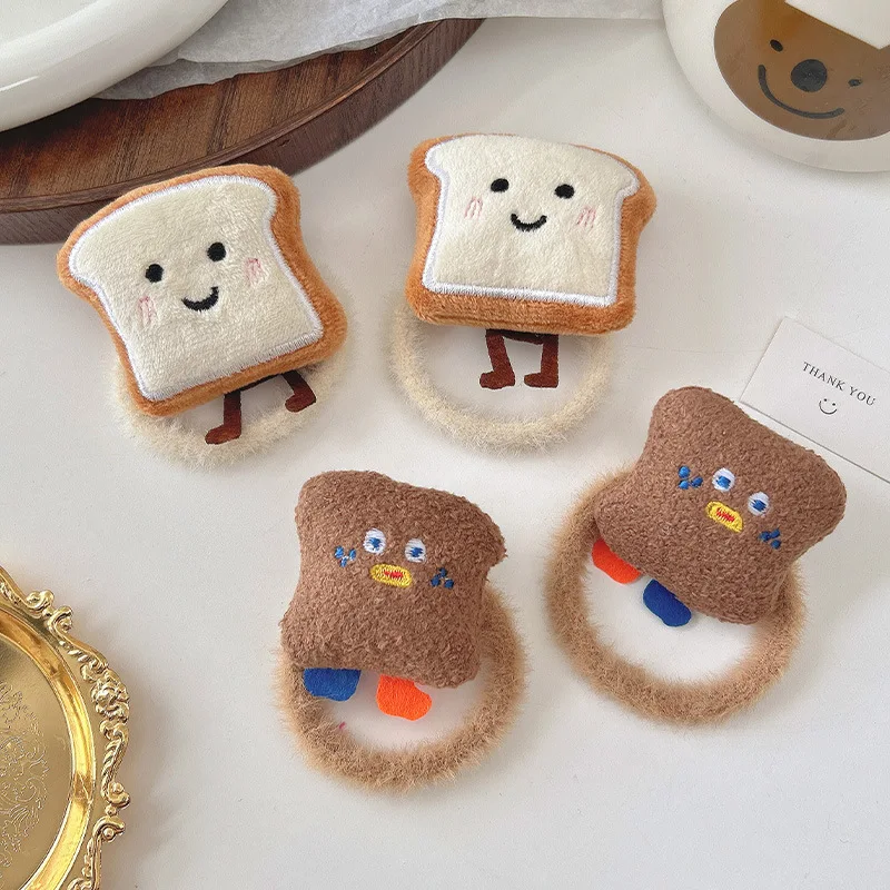 1pc Cartoon Rice and vegetable roll Bread Hair Rope Ball Head Tie Hair Rope Cute Rubber Band Hair Band Headwear
