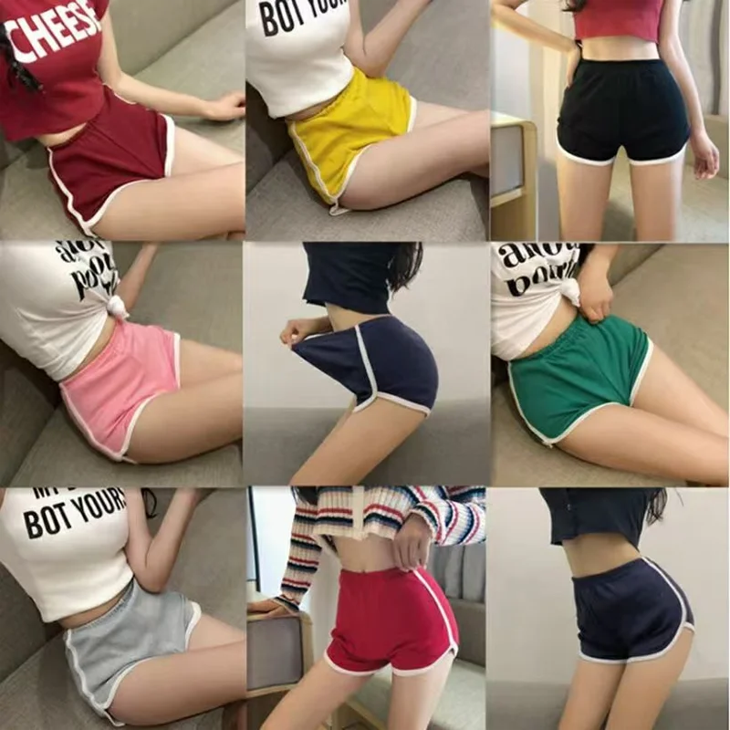 Women Black White Side Stripe Dolphin Shorts Elastic Waist Casual Athletic Loungewear Summer Streetwear Yoga Running Workout