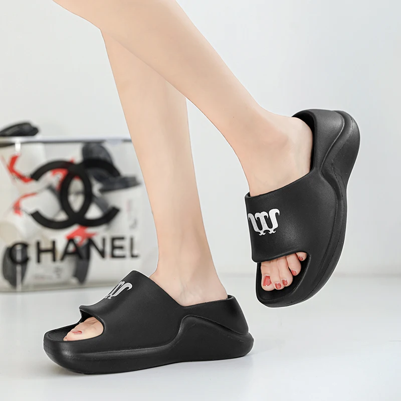 STRONGSHEN Women Wedge Slippers Open Toe Sandals Summer Chunky Shoes Outdoor Slippers Sandalias De Mujer Gruesas 7CM Flip-flops