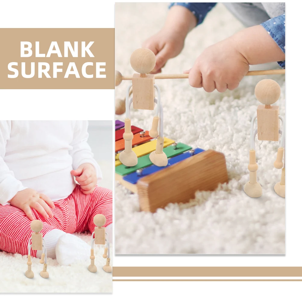 Ensemble de 8 pièces de chevilles en bois non peintes pour enfants, activités artisanales, maison de poupée miniature, jouets de bricolage, fournitures d'art éducatives