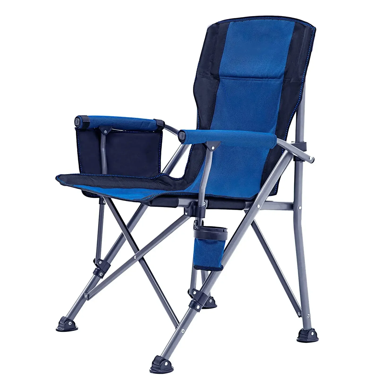 Portable Carrying Bag Folding Camping Chair Heavy Duty Steel Frame Padded Lawn beach Chair with Arm Rest Cup Holder