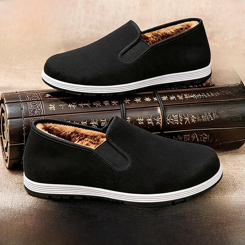 Thickened Fleece Lined Old Beijing Cloth Shoes for Women Hotel Work Shoes Anti Slip Soft Bottom Traditional Chinese Style Foo...
