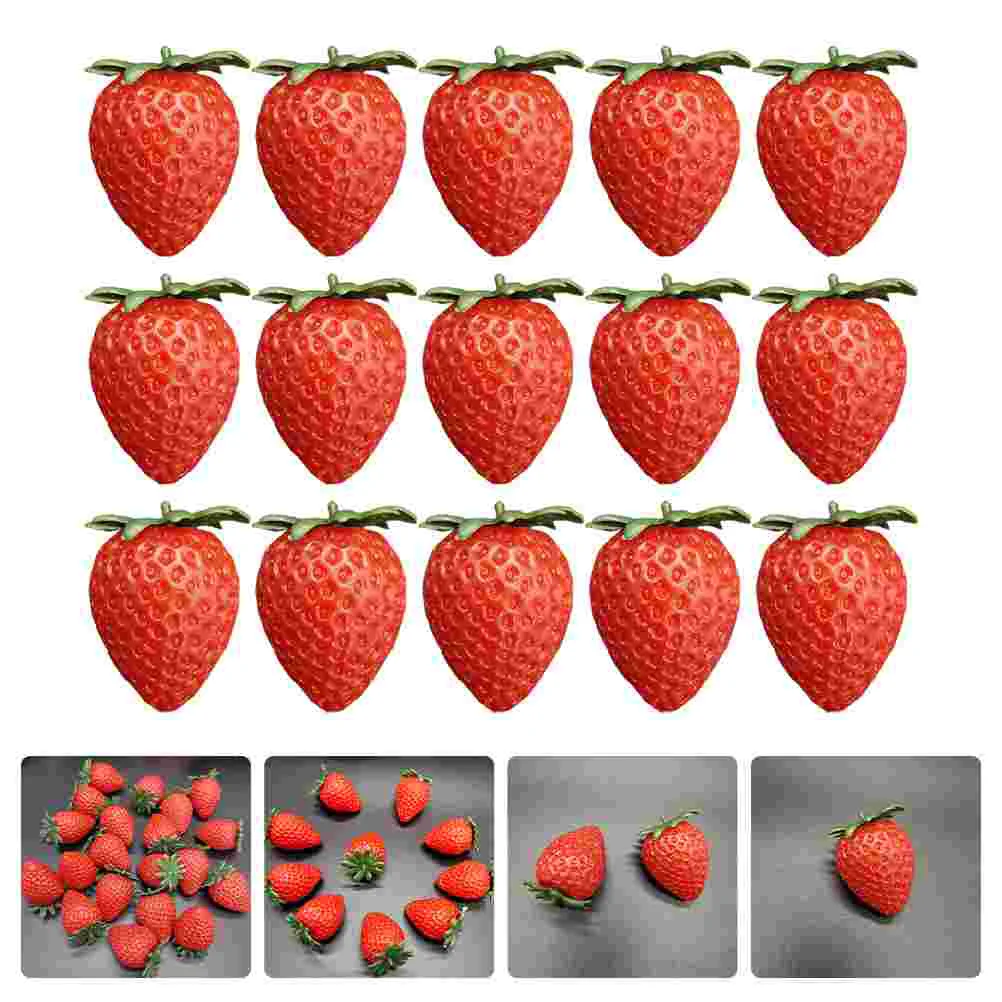 15 Pcs Fruit Strawberry Model Decor Decorative Fake Pvc and Vegetables Photo Props Simulated