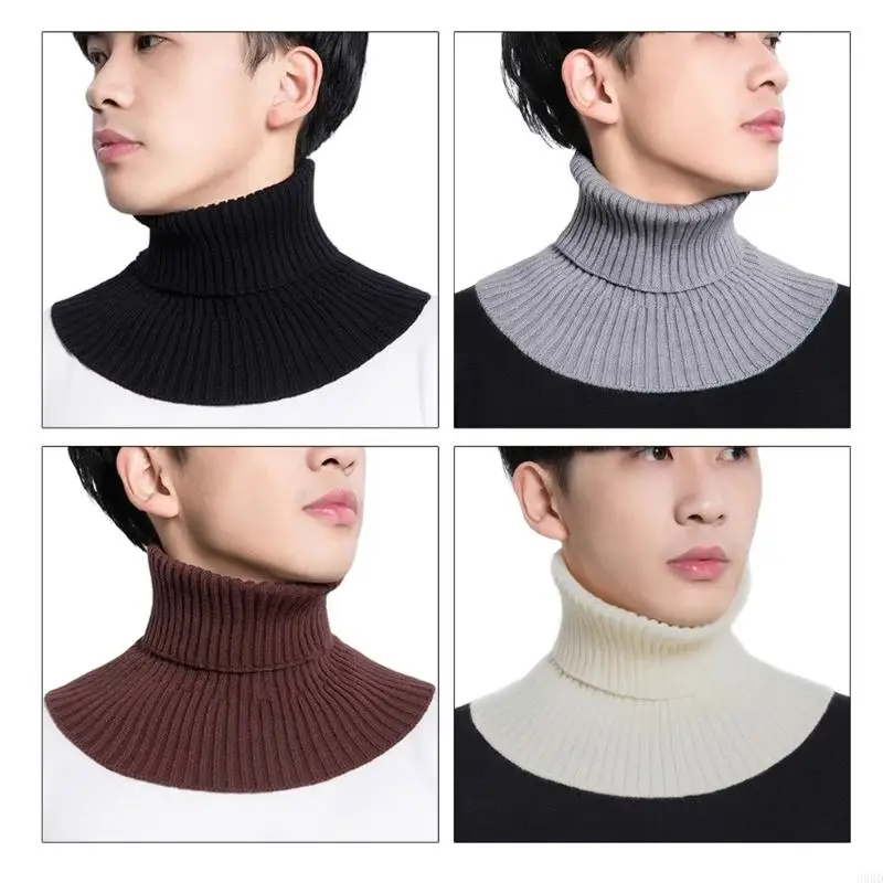 652F Women's Turtleneck Knitted Winter Fake Collar Detachable Neck Warmer Elastic High Collars Off Shoulder Clothing Supplies