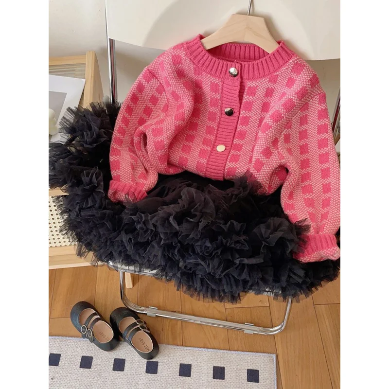 Girls Sweater Coat Autumn and Winter Style2024New Baby Girl Top Autumn and Winter Sweater Spring Clothing Children's Cardigan