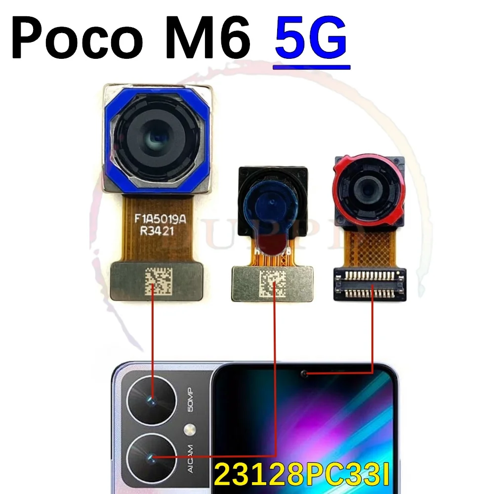 Rear Front Camera For Xiaomi Mi Poco M6 Pro M6pro 5G Backside Facing Frontal Selfie Back Camera Module Replacement Parts