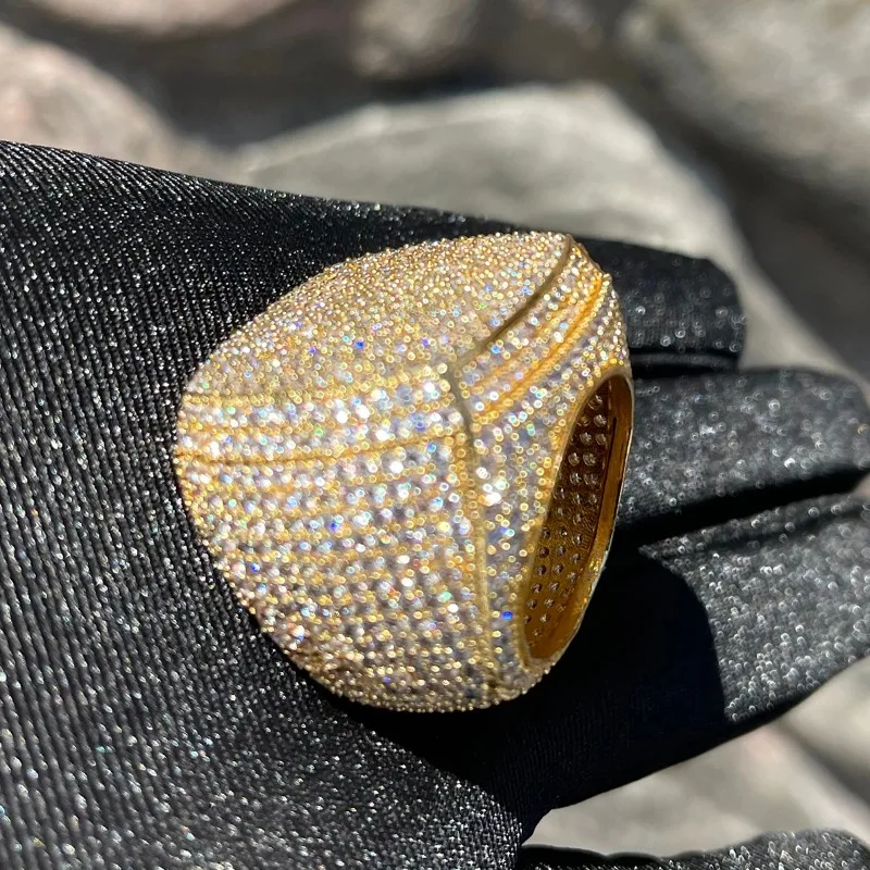 Fashion Men's Gold Color Ring for Party Wedding Full Bling Iced Out Cubic Micro Paved CZ Crystal Luxury Hip Hop Rings Jewelry