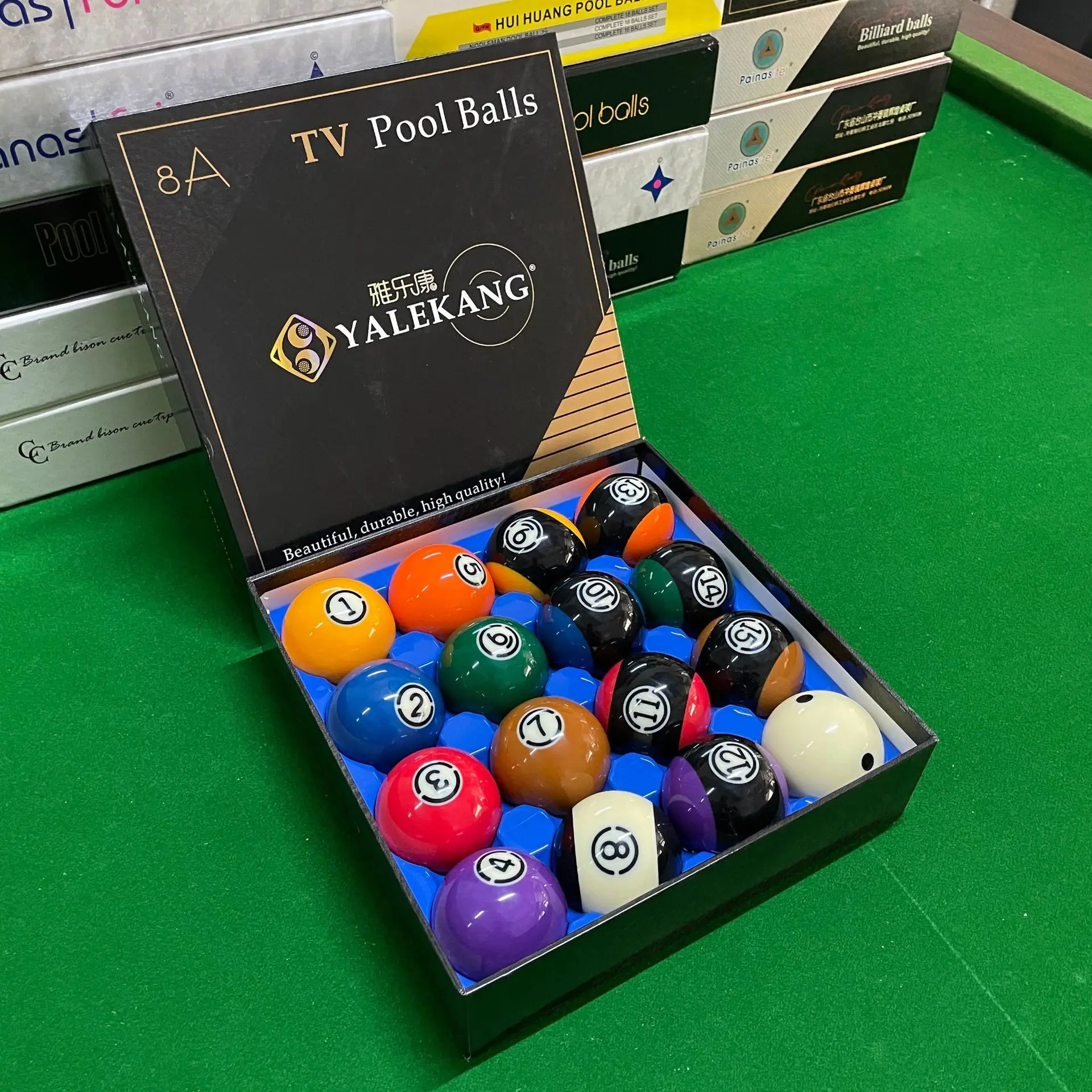 

Premium 8A Grade 2-1/4inch 57.2mm 16pcs/box Billiard Pool Ball with Six Black Dots Cue Ball