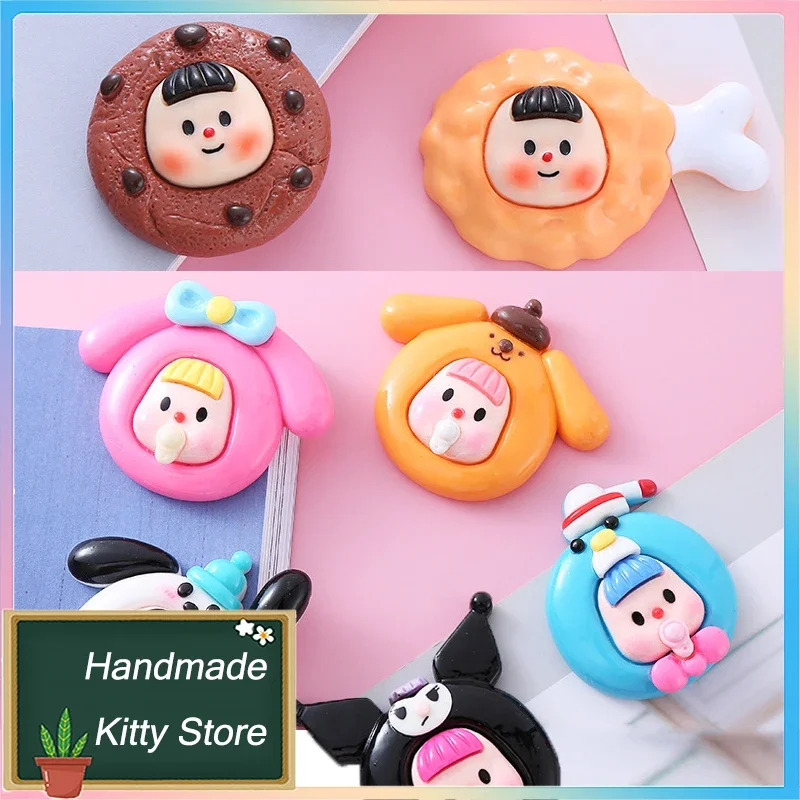 Sanrios 5 Pcs Large Size Accessories Kuromi Pompompurin Pochacco Melody Kawaii Girl Series Resin Dolls 3D Diy Phone Case Toys