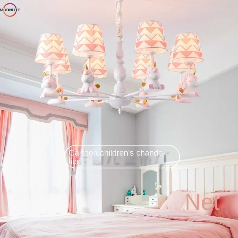 Modern Children's Room Chandelier Girl Princess Room Carousel Bedroom Chandelier Warm Romantic Baby Room Lamp