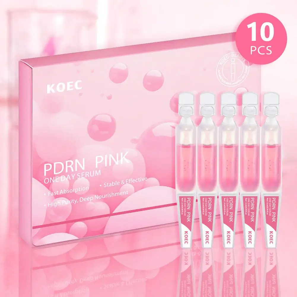 PDRN PINK Brightens Repairs Ampoule Serum,10pcs/Box ONE DAY SERUM Lift Firming Smoothing Skin Deep Hydrating Rejuvenation Serum