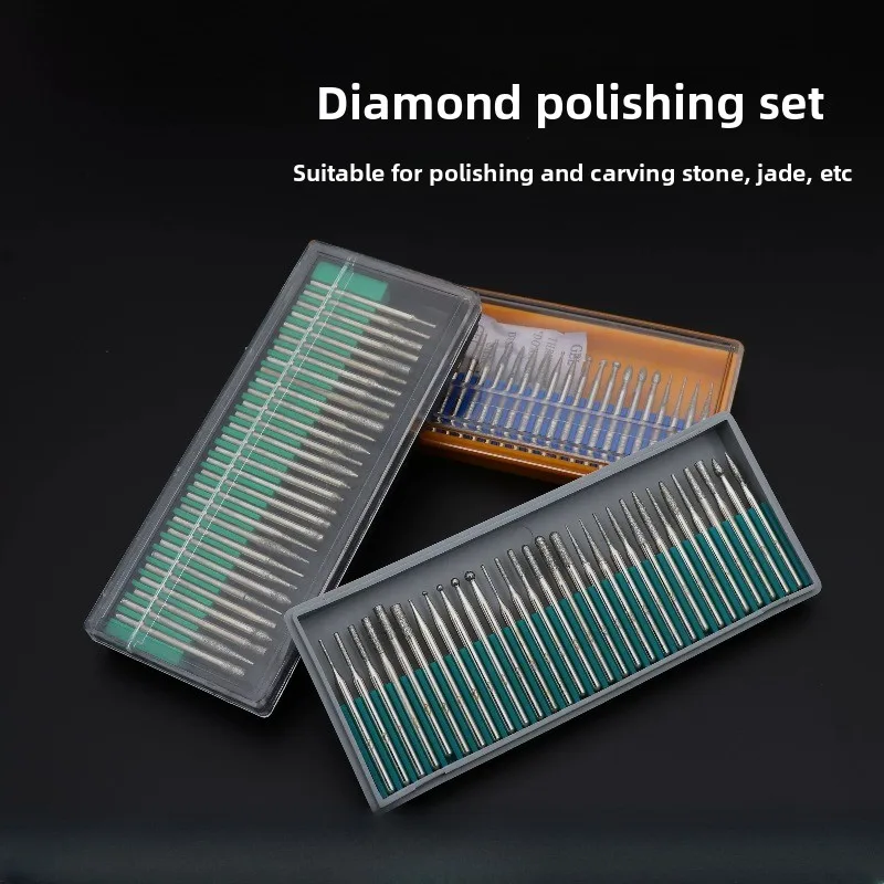 3mm Shank Diamond Grinding Burrs Kit / Diamond Carving Needle Bit / Jade Gem Jewelry Engraving Polishing Rotary Tool