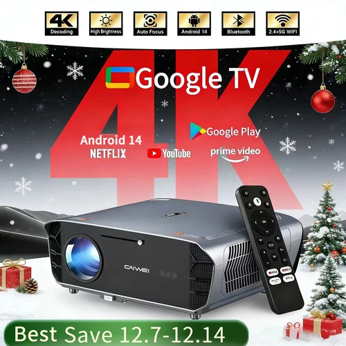 Imagen 1 del producto Nuevo S7+ proyector 3500ANSI 4k UHD google tv home theater proyector TOF 1080P android 2,4 + 5G wifi enfoque automático proyector de Navidad caliente