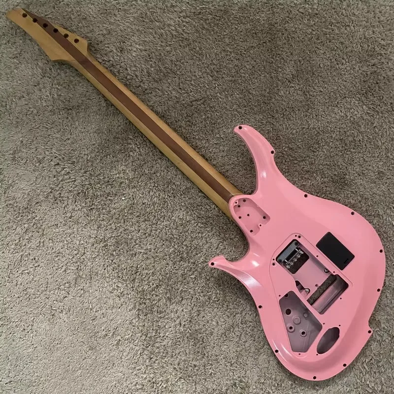 Pink Color Chambered Aluminum Body 24 Frets Roasted Maple Neck Unfinished DIY Guitar Kits Genuine Koloss