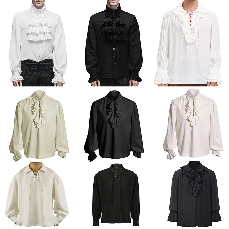 

Medieval Retro Performance irt Men's Western Sle Pirate Costume Tourist Cosplay Clothing Stage Performance Outfit