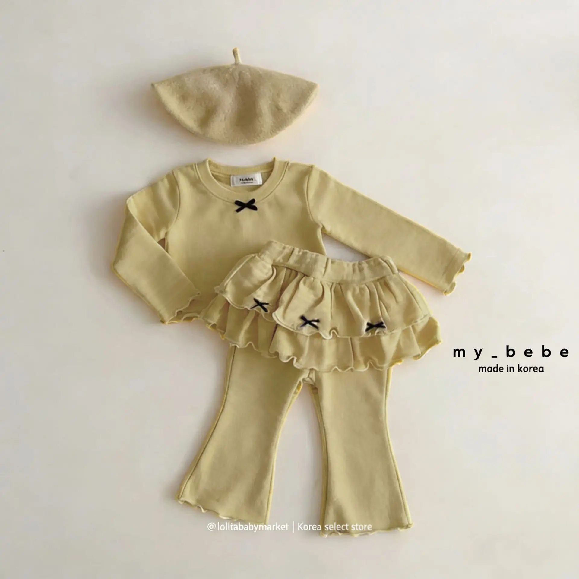 2026 Spring New Children Long Sleeve Clothes Set Girls Striped Tops + Cute Lace Flared Trousers 2pcs Suit Kids Cotton Outfits