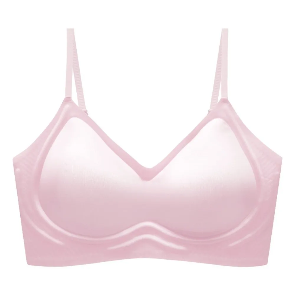 

Satin Wireless Deep V Bra Shockproof Close-fitting Push Up Underwear Anti-sagging Adjustable Brassiere for Women Running