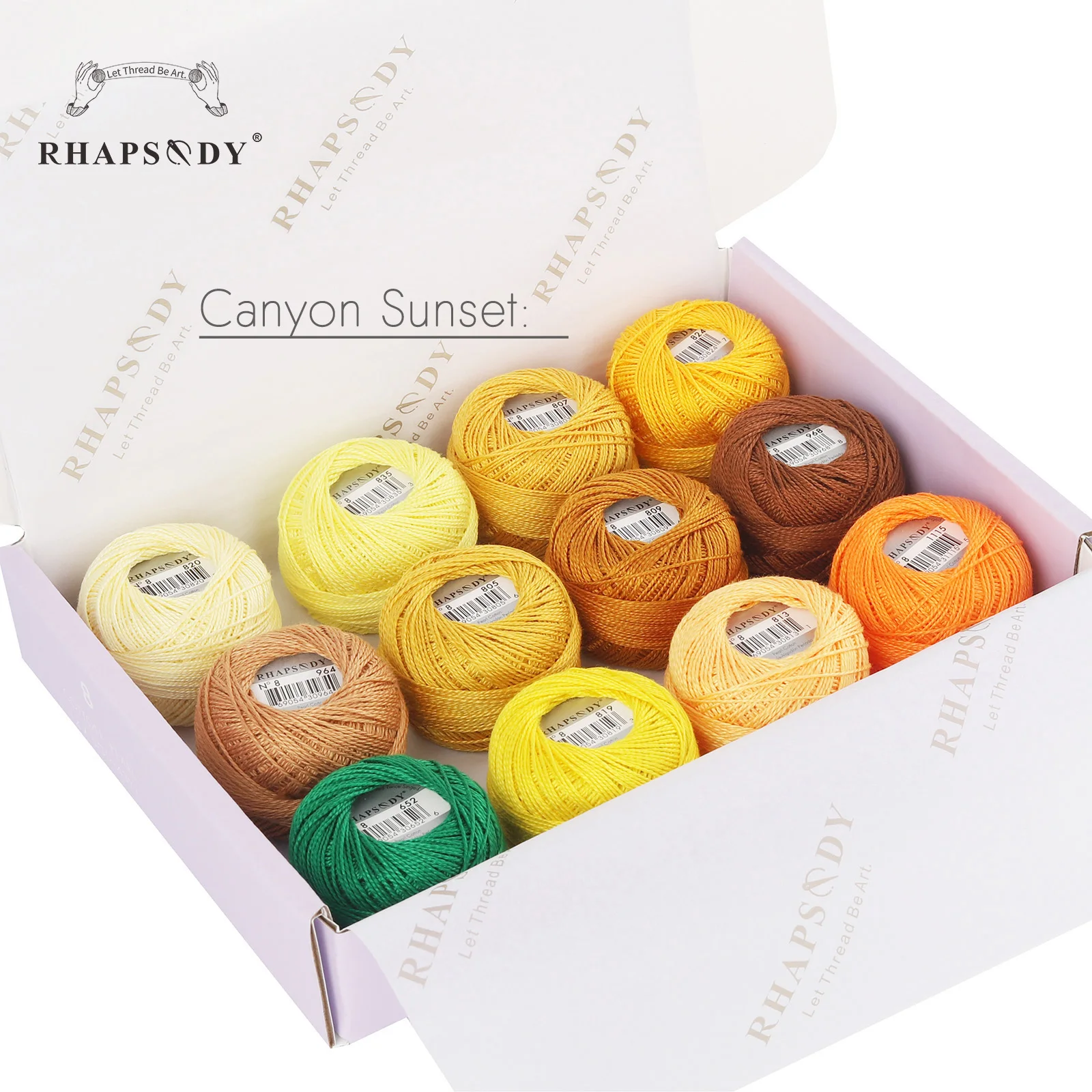 Rhapsody Size 8 Crochet Thread Double Mercerized Long Staple Egyptian Cotton Pearl 12 Different Colors Set 43 Yards 5 Grams Ball