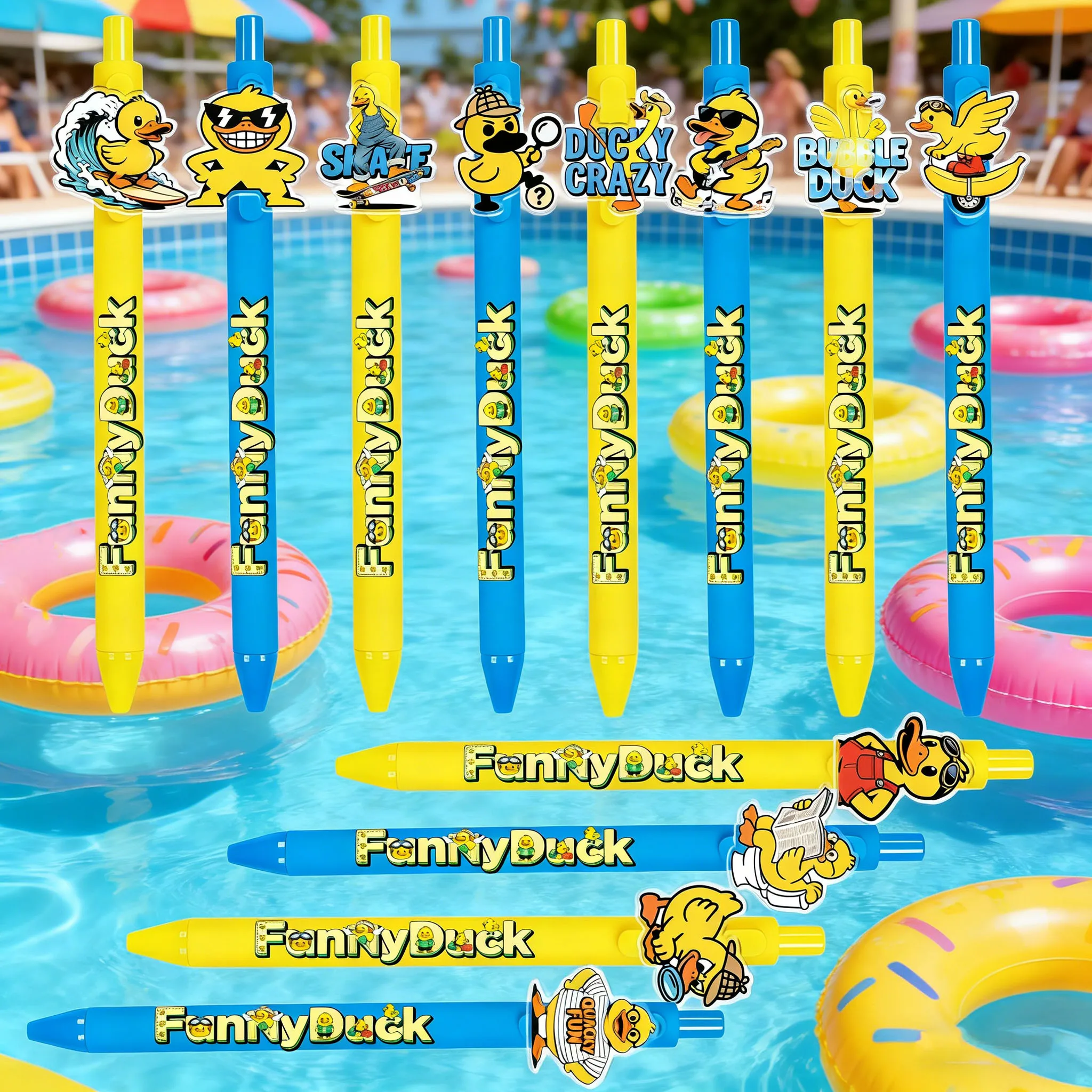 

Набор из 6/12 шариковых ручек с забавным узором в виде уток, желто-синие, красивые, в качестве подарка/награды