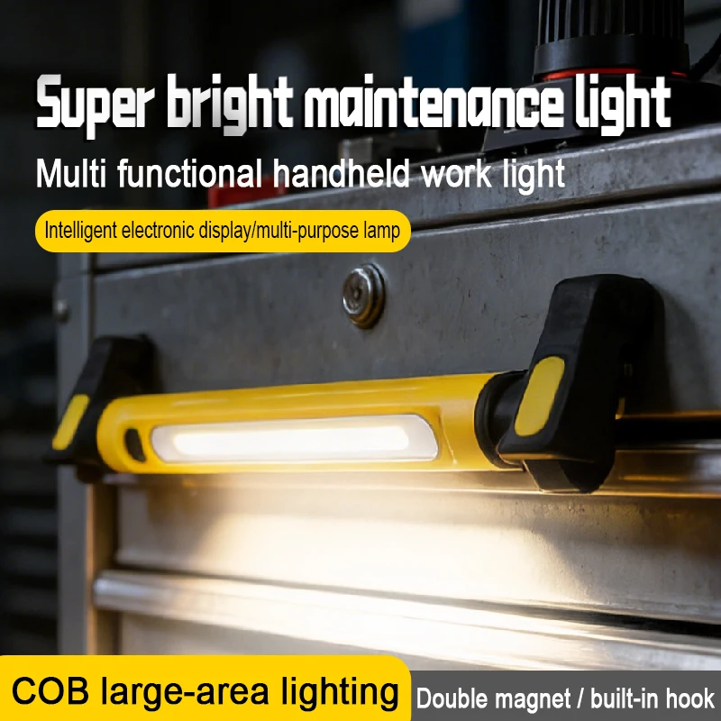 Mechanic LED Work Light Rechargeable with Hooks Emergency Repair Rotating LightMagnetic Base for Car Repairing Outdoor Work