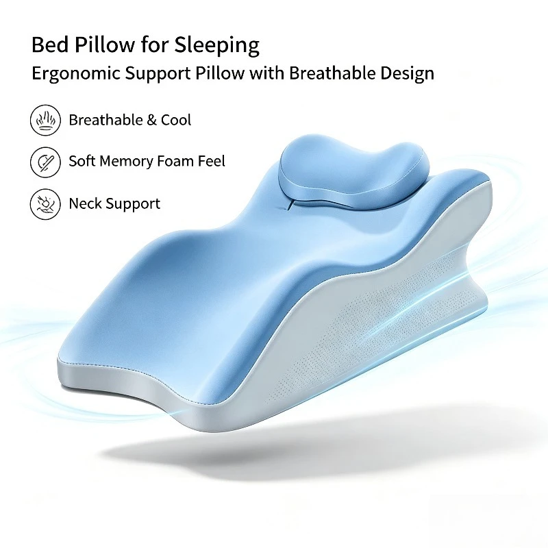 Breathable Cooling Bed Sleeping Pillow, Non Stuffing Comfortable Cushion for Bedroom Night Sleep Use