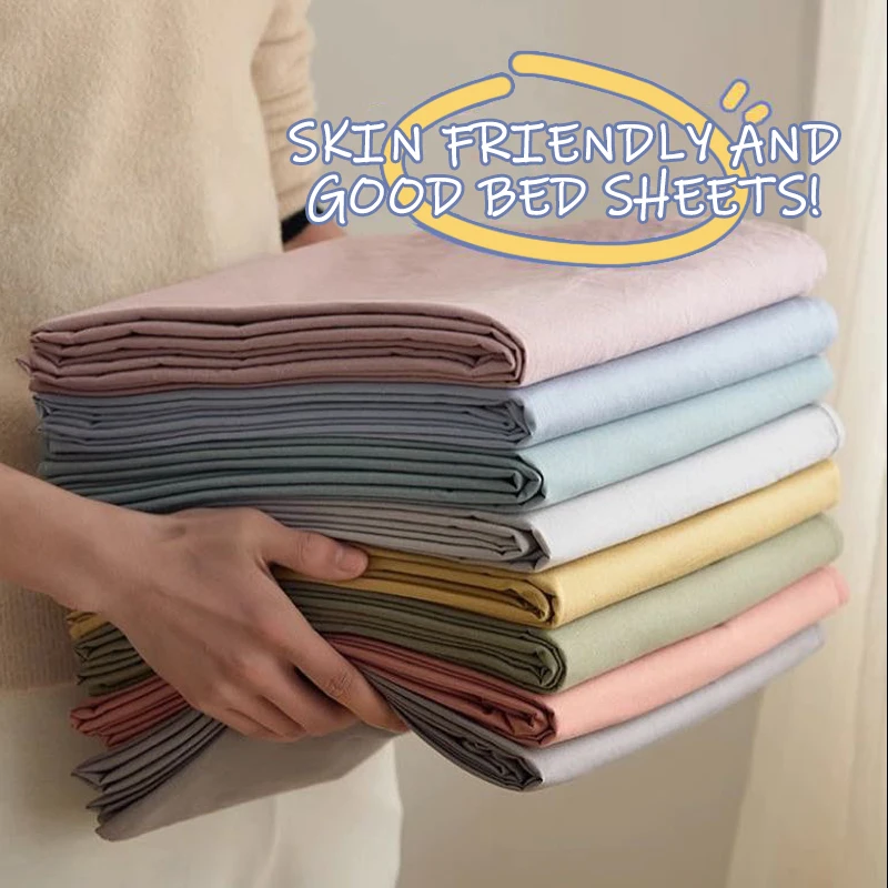 Cotton Bed Sheet Cover Solid Twin Size Bed Sheets Beds Fabric Single Double Sheet Home Sheets for Bed Flat Bed Sheet