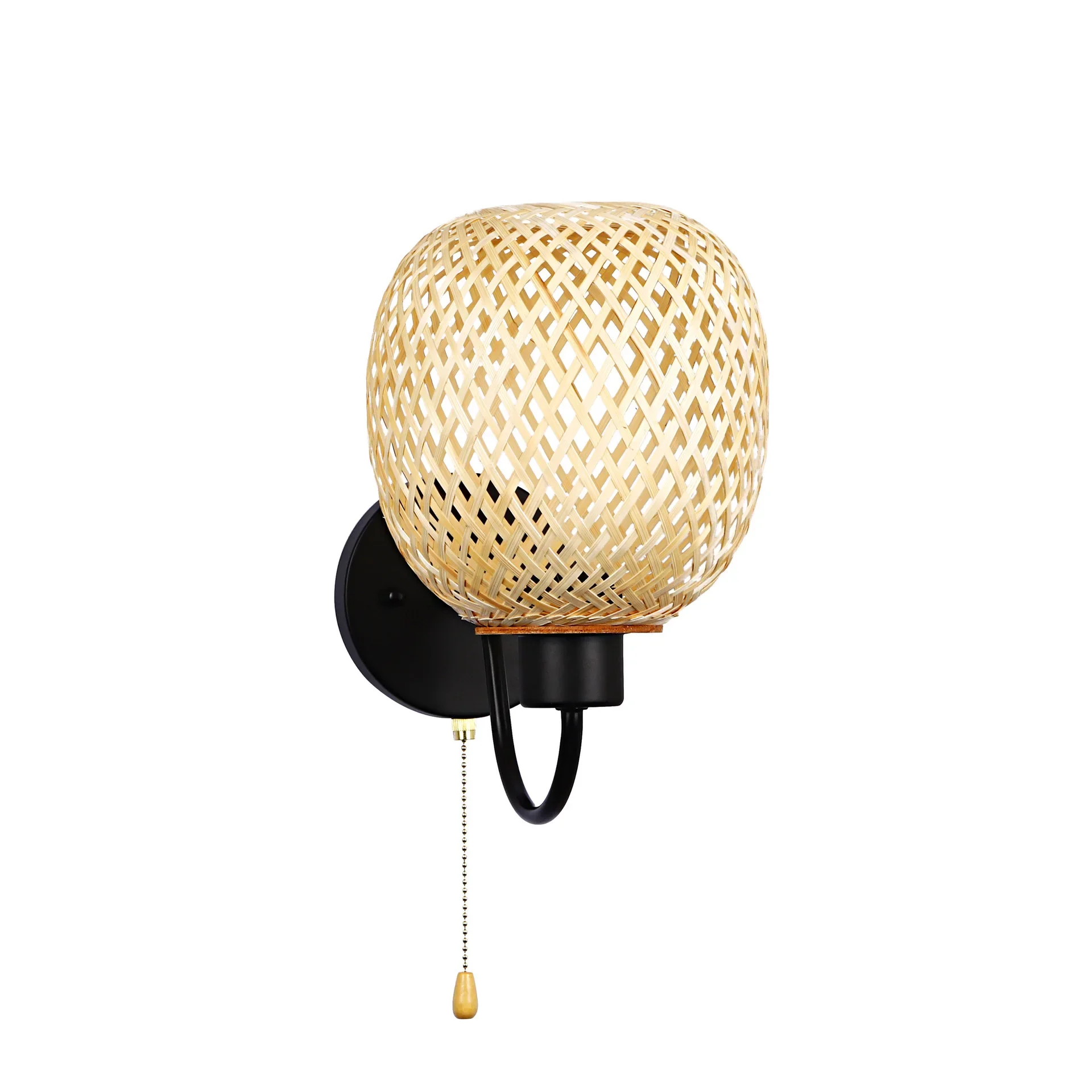 

DurableBamboo Pastoral Zipper Bedroom Bedside Aisle Background Wall Light Modern New Chinese Cage Lamp Eye Protection