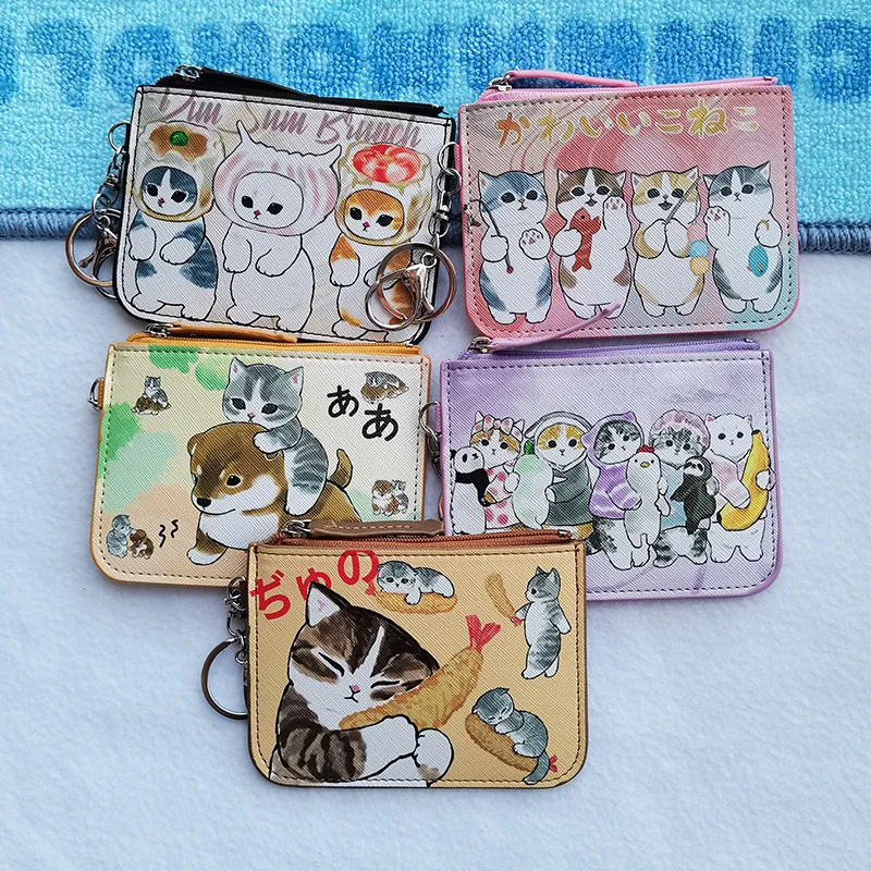 Kawaii Mofusand Sharkitty Cartoon Zero Wallet Anime Card Bag Change Storage Student Card Pendant Decoration Girl Toy Gift